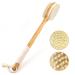 Shower Brush  VIS'V Long Bamboo Handle Dual Sided Shower Back Brush with Soft and Stiff Bristles Men & Women Non Slip Bath Body Exfoliating Scrubber Brush for Wet or Dry Brushing with Sticky Hook