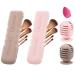 4Pack Makeup Brush Sponge Holder Silicone Makeup Brush Covers Bag Travel Beauty Blender Holders Suctioned Drying Stand Magnetic Makeup Brushes Case Organizer for Traveling Cute Portable-Pink Khaki