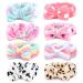 Spa Headbands  Coral Fleece Makeup Headband Cosmetic Headband  Lovely Face Washing Headband Shower Headbands Headwraps  Soft Bowknot Spa Hair Band Spa Birthday Party Supplies for Girls Women 8PCS (Bow Hair Band-D)