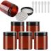 Tianzd 6 pieces small 250 ml brown plastic empty cream can with black lid 250 g empty socket screw box tin cans cosmetic container tap 6 pieces spatula brown 250ml