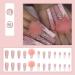 Justotry 24 Pcs Pink Glitter French Press on False Nails with Diamonds - Heart Ballerina Stick on Nails for Women | Acrylic Coffin Fake Nails Medium with Glue for Nail Art - Buy Online on GoSupps.com