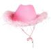Juvolicious Pink Cowboy Hat for Men and Women with Feathers | Western Felt Cowgirl Hat for Halloween & Parties - Buy Online on GoSupps.com
