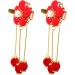 Holibanna Chinese Hair Clip 2 Pairs Chinese Style Hair Clip Japanese Handmade Flower Tassel Hairpin Headdress Kids Hairpins Hanfu Side Clip for New Year Kimono Costume Accessories Red - Buy Online on GoSupps.com