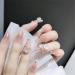 Press on Nails Trapezoid Long Fake Nails 24Pcs Shiny False fingernail with Self-Adhesive Jelly Nail Glue Tabs Press On False Nails