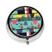 Geometric Patternsround Pill Box 3 Compartments Round Pill Box Organizer for Purse Or Pocket &*Portable Travel Pill Box
