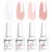 Vishine 4Pcs Jelly Nude Pink Milky White Rose Gel Nail Polish Set Sheer Clear Crystal Translucent French Manicure Gel Nail Polish Kit 8ml White Red