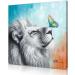 Yidepot Colorful Lion Butterfly Wall Art - Cute White Lion Playing with Butterfly | 50x50CM Kids' Bedroom Decor - Buy Online on GoSupps.com