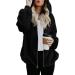 Cllios Women's Plus Size Hooded Fuzzy Fleece Jacket - 5XL Black - Buy Online on GoSupps.com