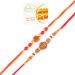 Ghasitaram Gifts Rakhi for Brother Rakhis Online - Set of 2-6074 and 6325 Om Rakhi Threads with 400 GMS of Besan Barfi