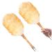 2Pcs Lambswool Duster 15'' Hand Duster Anti-Static Cleaning Duster with Wooden Handle Comfortable Grips Dusting Tools for Ceiling Fans Window Blinds Feathers Dusters