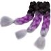 Tess Braids Extensions 60 cm | Jumbo KanCalon Ombre Hair Braids - Black/Purple/Gray - 100g Bundle for Box Braids - Buy Online on GoSupps.com