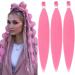 YDDM PRE Stretched Braiding Hair Extensions 26 inch 3packs Extensions Kunsthaar Braids Pink Hair Extension Art hair for braid Extension for Braids Rosa Braids Hair (26 inches pink#) 66cm-26 inches (3-pack) Pink#