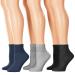 Fox Valley Traders Silver StepsTM Quarter Cut Diabetic Socks 3 Pair Large Black/Grey/Navy