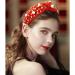 Knotted Headbands with White Pearl Rhinestone Fashion Elegant Ladies Wide Top Knot Hair Bands Rhinestone Hairband Wide Headband Hair Hoop for Woman Girl (Red) - Buy Online on GoSupps.com