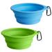 Petbonus Dog bowls foldable dog bowl 2 pieces of silicone water bowl for dogs on the way portable leak -proof travel bobs with carabiners for dogs for water and feed (light blue light green) 600ml light blue light green