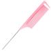 Yumflan Rat Tail Combs, Parting Combs for Braiding Hair, Nylon Hair Comb Rattail Comb with Stainless Steel Pintail for Sectioning, Parting and Styling (Pink) Pink 1PCS