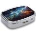 Galaxy Space Print Pill Box - 2 Compartment Decorative Pill Organizer - Portable Metal Medicine Case for Pocket & Purse - Buy Online on GoSupps.com