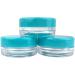 150 Clear 3G/3ML Round Jars with Teal Blue Lids Perfect for Scrubs Oils Creams & More | BPA Free | International Shipping Available - Buy Online on GoSupps.com