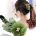 Large Green Gauze Flower Banana Clip - Stylish Hair Barrette Accessory - Buy Online on GoSupps.com