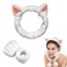 3 Pieces Cute Cat Ear Headband and Wrist Straps Set for Washing Face Spa Soft Elastic Facial Care hairband Fluffy Headband Wristbands for Women Girls Shower Sports Makeup Bath (White)