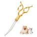 Purple Dragon 6 inch dog cups bent for dogs and cat grooming scissors with ultra -light space Aluminum handle jp 440c steel professional fur shear dogs for dog hairdressers and beginners golden 6 "