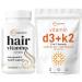 Micro Ingredients Vitamin D3 5 000iu + K2 100mcg Softgels & Hair Vitamins Complex Capsules Bundle 2 Pack | Essential Sunshine Vitamins | 14-in-1 Advanced Hair Growth Support