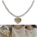 Oralgo Elegant Heart Trailer Necklace - Fashionable Metal Collarbone Chain & Pearl Statement Jewelry - Buy Online on GoSupps.com