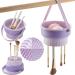 Makeup Brush Cleaner Mat 3 in 1 Silicone Makeup Cleaner Bowl with Makeup Brush Holder Cosmetic Brush Washing Tool for Cosmetic Cleaning Drying Storage Brushes Powder Puffs and Sponges(Purple)