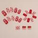 SINLOV Christmas Love Heart Fake Nails Long Sequin French Square False Nails Glossy Press on Nails Ballerina Acrylic Full Cover Fake Nail for Women and Girls - Buy Online on GoSupps.com