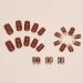 24 Pcs Fall Press on Nails - Brown & Gold Foil Autumn Acrylic Medium Length - Reusable Glossy Fake Nails for Women - Buy Online on GoSupps.com