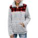 Bigfanshu Women's Sweatshirt Plaid Flannel Patchwork Autumn Winter Female Clothes Long Sleeve Pullover Shirt Tops Blouse Gray - Buy Online on GoSupps.com