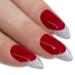 False Nails Bling art Red Silver Stiletto Almond 24 Artificial Nails Long Tips with Glue