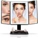 Fancii Sora Black Makeup Mirror - LED Lighted Trifold Vanity Mirror with 5X7X Magnification & Touch Screen - Buy Online on GoSupps.com