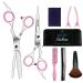 Sirabe 9 Pcs Hair Cutting Scissors Set Hairdressing Scissors Kit,Thinning Scissor,Neck Duster,Hair Comb,Leather Scissors Case,Professional Barber Salon Home Shear Kit For Men Women Pet Pink