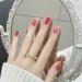 French Tip Press on Nails - Short Press On Nails with Nail Tips Red checkered with Rhinestones false nails press on nails Acrylic False Nails Cute Artificial Nails