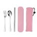 Stainless Steel Portable Tableware Three Piece Student Fork Spoon Chopsticks Set Pink