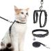 Cat Harness with Leash and Collar Set - Escape Proof Adjustable H-shped Cat Harness with Star and Moon Pattern Glow in The Dark for Kitty Outdoor Walking Black