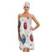 hair towel wrap Set of 3 Circles with Christmas Elements on White Background Adjustable Absorbent body wrap towel for (User) (Scenario) (Scenario)