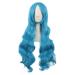 MapofBeauty 32 inch/80 cm Fashion Long Curly Hair Anime Costume Side Bangs Cosplay Wig (Cyan Blue)