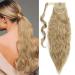 One Piece Synthetic Curly Wrap Around Ponytail Extension Magic Yaki Ponytail Corn Wave Ponytail Long Wavy Hairpiece 20 Inch Ash Blonde 20 Inch Ash Blonde