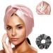 Cozysilk Silk Turban/Silk Bonnet - Double-Lined Pure Mulberry Silk 22 Momme - Including 1 Silk Scrunchy  Hair-Friendly and Lightweight Head Wrap + Sleep Cap for Curly/Thick Hair Types (Pink)