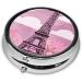 Paris Eiffel Tower Mini Round Pill Box - 3 Compartment Travel Pill Organizer | Portable Medicine Case for Home & Office - Buy Online on GoSupps.com