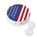 America Flag Round Case For Contact Lens Kit Storage Box with Mirror Printed