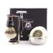 Haryali London Double Edge Safety Razor with Silver Tip Badger Hair Brush Stand Soap and Bowl Shaving Kit for Mens Perfect New Year Gift Set
