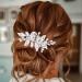 Zoestar Rhinestone Bride Wedding Hair Combs Silver Flower Headpiece Bridal Crystal Leaf Hair Accessories for Women and Girls