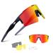 Banglong polarized sunglasses bicycle glasses men women UV 400 protection with 3 changing glasses protective glasses sports glasses for outdoor sports cycling run golf black/red