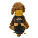 Woman pets waterproof leather jacket dog cool hood smile letter print sweater cats bags with thickening warm sweatshirt dogs coat pets black m