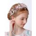 IYOU Flower Girl Headband Pink Floral Headpiece Pearl Leafs Commmunion Hair Vines Bridal Wedding Hair Accessories for Girls