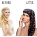 Ladaypoa 2-Piece Women Satin Sleep Cap - Double-Layer Adjustable Silk Hood for Curly Hair | Black & Red Lips - Buy Online on GoSupps.com