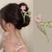 1Pcs Lily Flower Hair Claw Clips Large Metal Floral Hair Clips for Thick Hair and Thin Hair Non Slips Pink Flower Spring Design Hair Clamp Clips Hair Accessories for Women Girls Fashion Hair Ornament